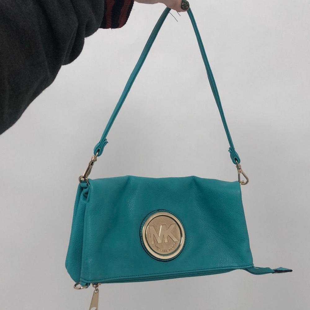Turquoise Michael Kors flap shoulder bag